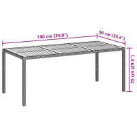 Produktbild för Trädgårdsbord 190x90x75 cm konstrotting och akaciaträ svart