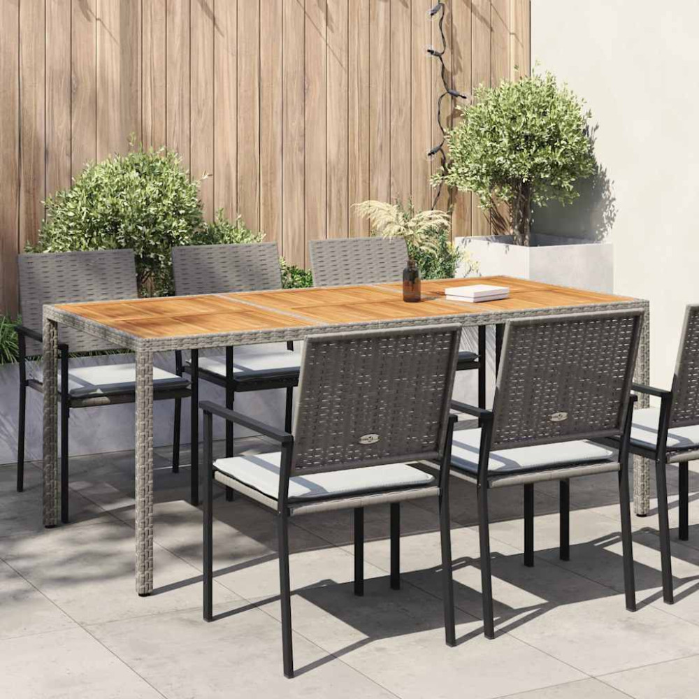 Produktbild för Trädgårdsbord 190x90x75 cm konstrotting och akaciaträ grå