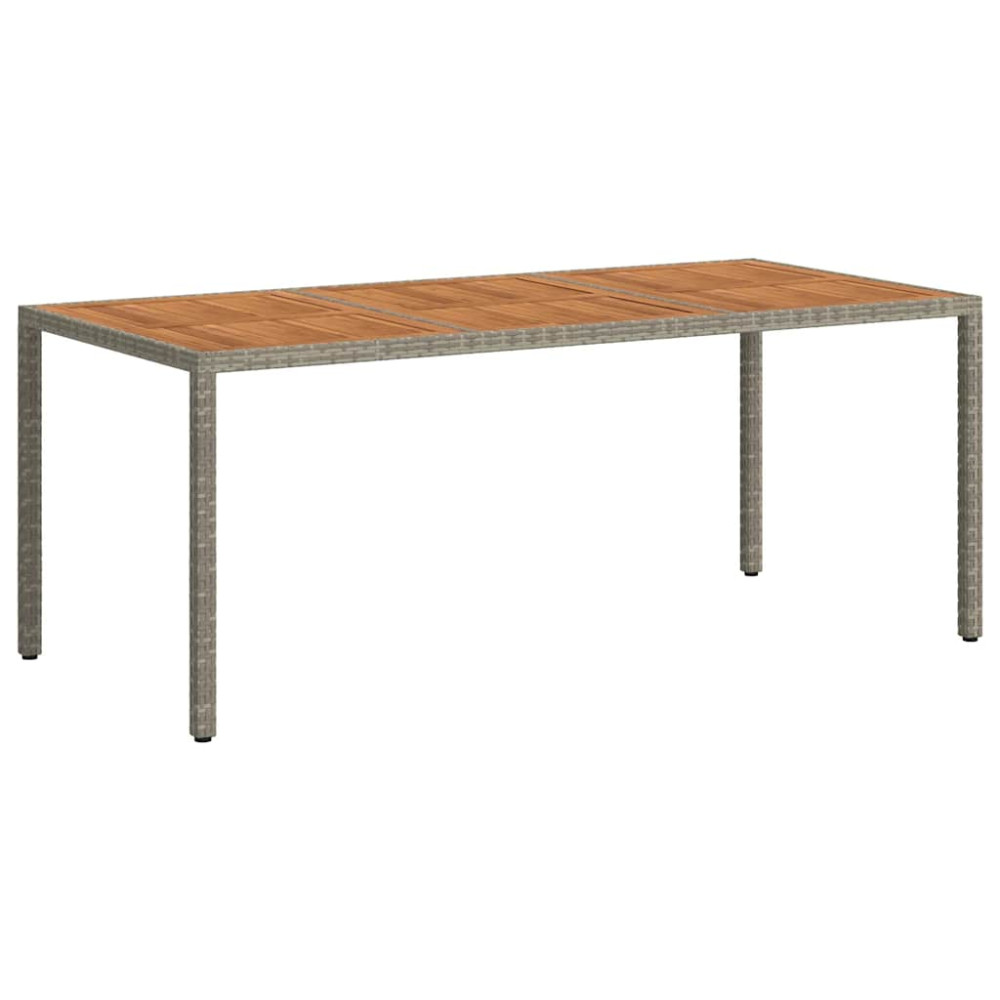 Produktbild för Trädgårdsbord 190x90x75 cm konstrotting och akaciaträ grå
