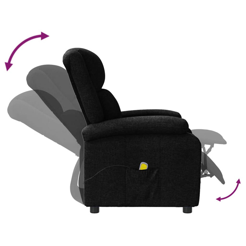 Produktbild för Massagefåtölj svart tyg