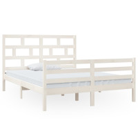 Produktbild för Sängram vit massivt trä 150x200 cm