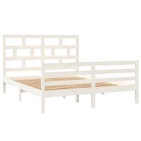 Produktbild för Sängram vit massivt trä 150x200 cm