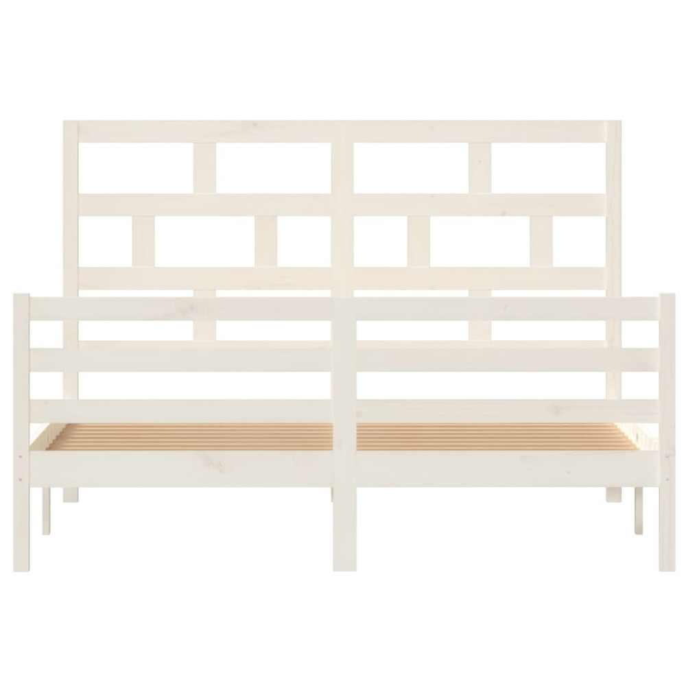 Produktbild för Sängram vit massivt trä 150x200 cm