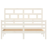 Produktbild för Sängram vit massivt trä 150x200 cm
