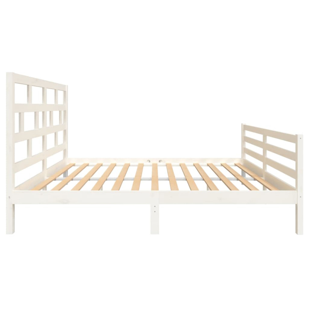 Produktbild för Sängram vit massivt trä 150x200 cm
